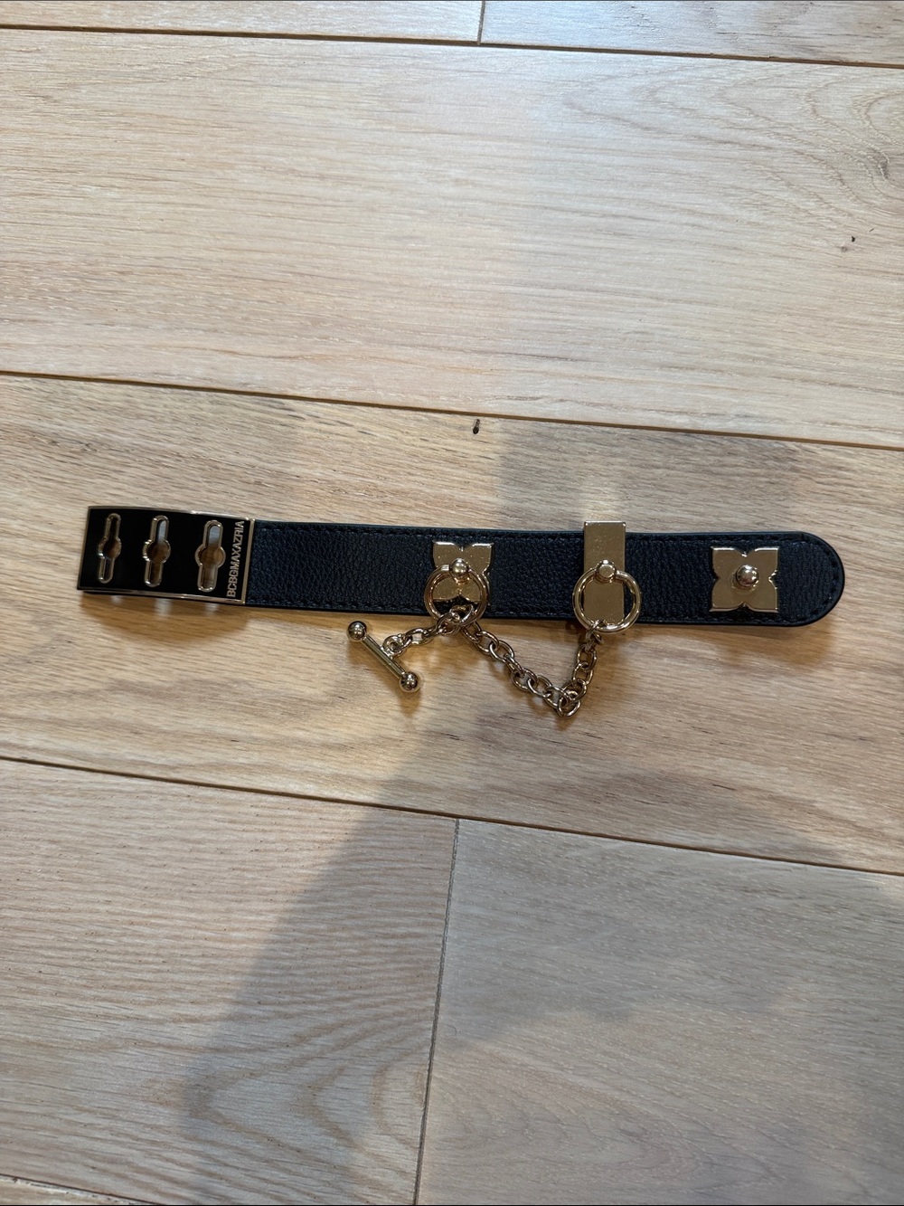 Women’s Black  BCBGMAXARIA Leather Chain Bracelet w/ box